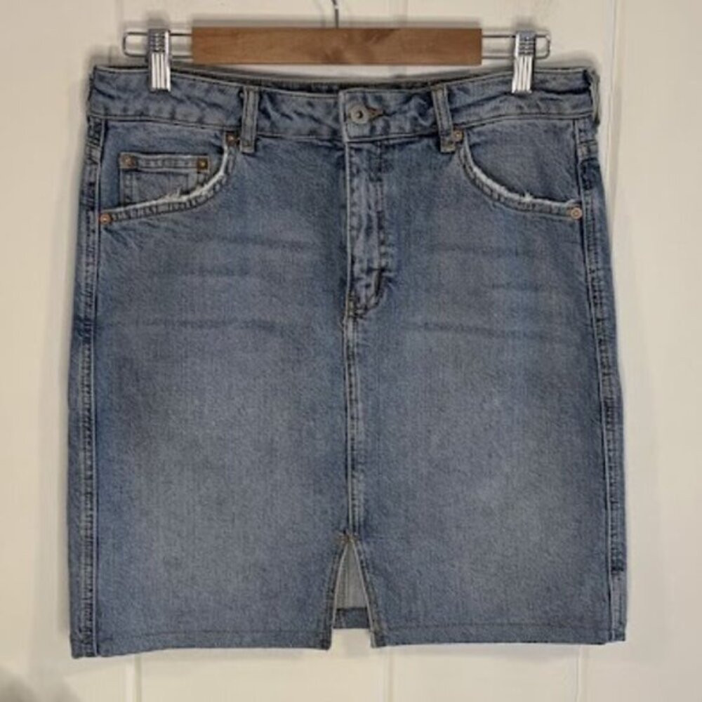 Anthropologie | Pilcro & the Letterpress Denim Skirt with Slit